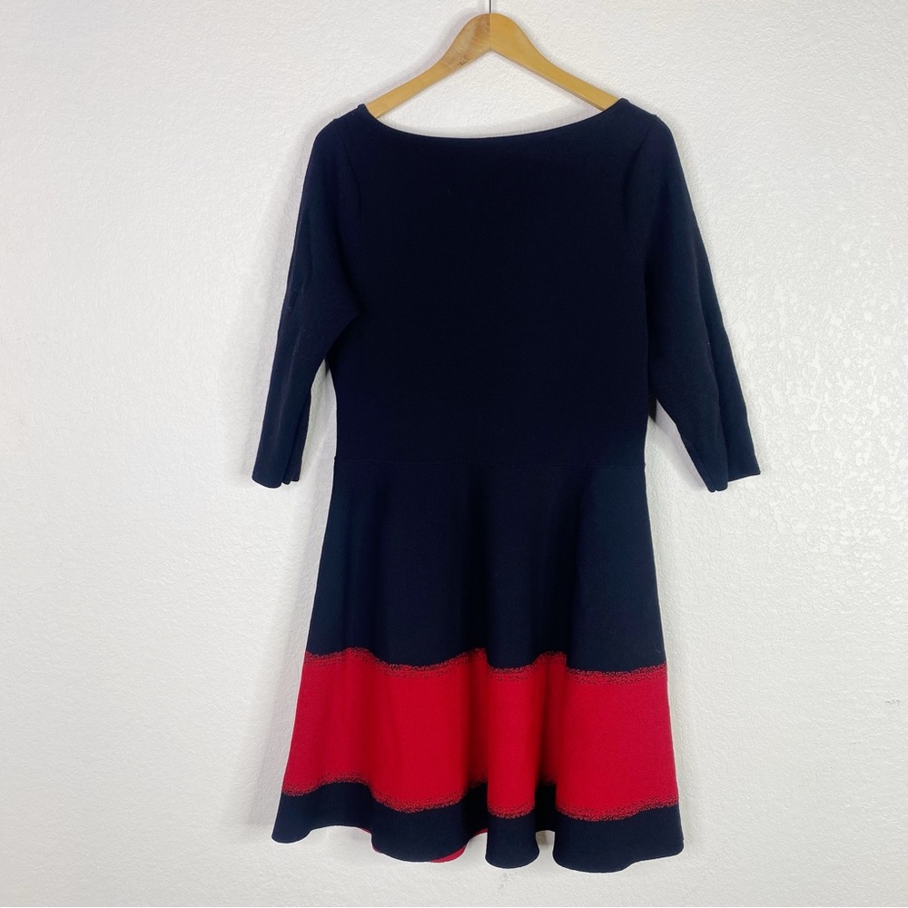 Eliza J Black & Red Contrast Stripe Knit Fit & Flare Dress - Picture 6 of 6